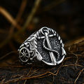Somen Vintage Compass Ring Men Stainless Steel Cast Ship Anchor Ring.