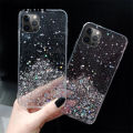 Phone Case iphone 12 Pro Max Transparent Bling Glitter Cases Soft Clear Shining Sequin Back Cover with Daisy Flowers Folding iphone12 Pro Max Case. 