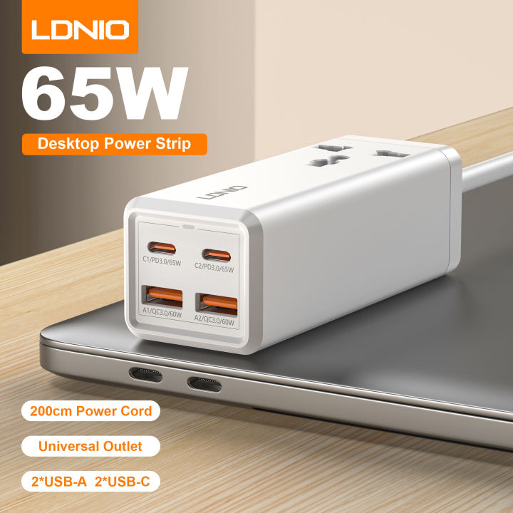 LDNIO (SC1418) 2500W DESKTOP POWER STRIP 2TYPE-C + 2USB 65W WHITE MOQ:20 (US)