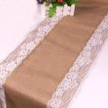 OIMG 30X275Cm Vintage Lace Jute Table Runner Burlap Party Wedding Festival Decoration Chair Runner. 