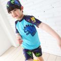 Children Boy Swimsuit Cartoon Dinosaur 2 Pieces Swim Suits Sunblock Beach Costume Bodysuit With Cap Kids Boys Swimwear 2-13Y. 