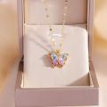 Exquisite Small Butterfly Pendant Necklace for Women Unique Design Light Luxury Zircon Insect Necklace Girl Party Jewelry.