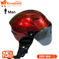 Open Face SMS Cap Helmet for Men – Half Face Pelion Helmet with Leather Wind Cover, ABS Shell,  Visor Glass  – Dame-Dude Open Face Bike Helmet for Motorcycle, Cycle, Scooter – Blue/Red/Green/Black/Grey/Pink. 