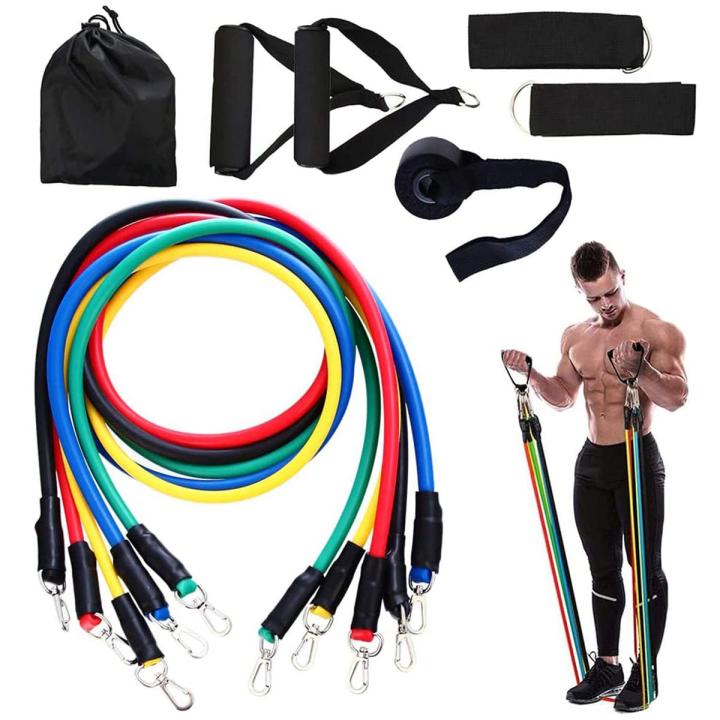 Resistance Bands Set With Handles & Ankle Straps - 5 Stackable Tubes Up To 150lbs, Home Gym Workout Kit