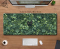 Cute Green Desk Mat Kawaii Black Cat Mousepad Aesthetic Plants Nature Laptop Rug Round Mousepad Large Gaming Deskmat mouse Pad.