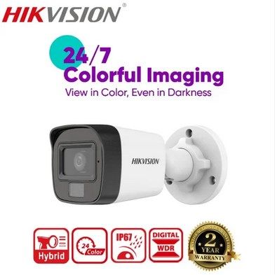 Hikvision Full Color Camera DS-2CE16D0T-LPFS 2MP Dual Light Full Color Audio Fixed Mini Camera 25 m IR distance 2.8 mm, 3.6 mm fixed focal lens 1080p