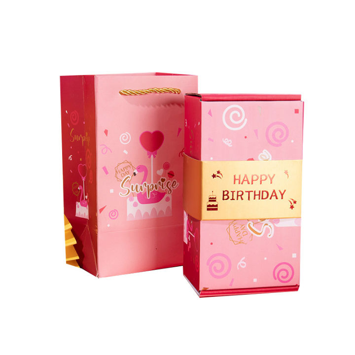 Folding Bounce Gift Box Surprise Jumping Box Bounce Box Explosions Red Envelope Creative Folding Carton Gift Box For Birthday jingu