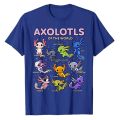 Axolotl Shirt Kawaii Axolotls of The World Axolotl Animals T-Shirt Types of Mexican Walking Fish Kawaii Artwork Tee Cartoon Tops. 