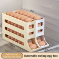 4-Tier Automatic Egg Rolling Dispenser for Fridge Large Capacity Storage Box for 30 Eggs.