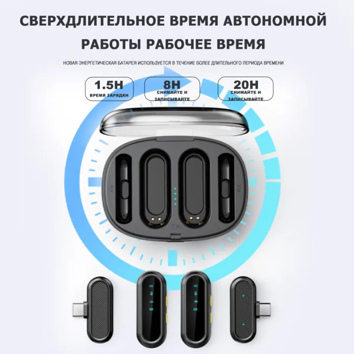 BOMGE%202-Pack%20Professional%20Wireless%20Lavalier%20Microphones%20with%202%20Receivers%20for%20Android,%20iPhone%20iPad,%20Record%20with%202%20Phones%20Simultaneously,%20Noise%20Reduction%20Plug%20and%20Play%20Clip%20Included%20on%20Lavalier%20Microphone%20-%20Image%205