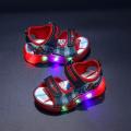 Kids Girls Summer Sandals Led Light Luminous Shoes Boys Cartoon Captain America Slippers Toddler Sport Running Soft Beach Shoes.
