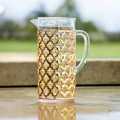 Golden Pattern Acrylic Water Juice Jug - 2L Capacity, Eco-Friendly, Food Grade Plastic. 