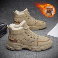 【selevn roind】 New Boots Men Winter Fashion Plush Shoes Snow Boots Male Casual Outdoor Sneakers Lace Up Warm Shoes Non Slip Ankle Boots Male. 