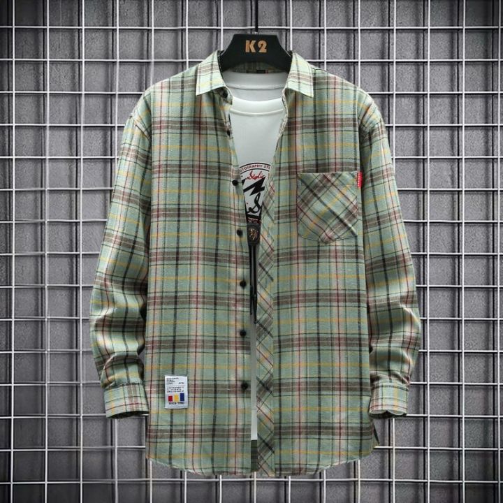 Men%20Harajuku%20Plaid%20Shirt%20Cotton%20Casual%20Korean%20Shirts%20Male%20Long%20Sleeve%20Casual%20Blouses%20Tops%20Spring%20Autumn%20Loose%20Checkboard%20Outwear%20-%20Image%202