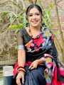 New Exclusive Design Black Color Chandini Soft Silk Digital Print Saree for women.