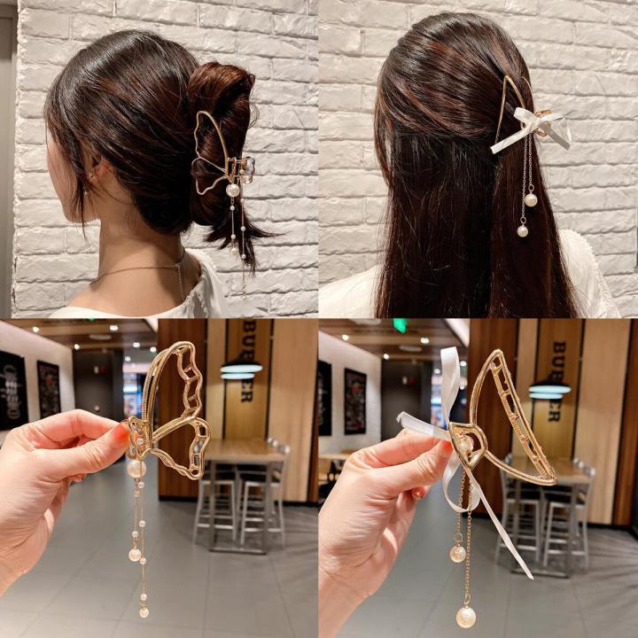 Korean%20tassel%20hairpin,%20pearl%20pendant,%20shark%20clip%20on%20the%20back%20of%20the%20head,%20internet%20celebrity%20fishtail%20hairpin,%20mesh%20bow%20tie%20clip%20for%20women%20-%20Image%204