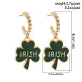 Irish Earrings欧美小众绿色耳配饰 跨境简约微镶百搭叶子耳环. 