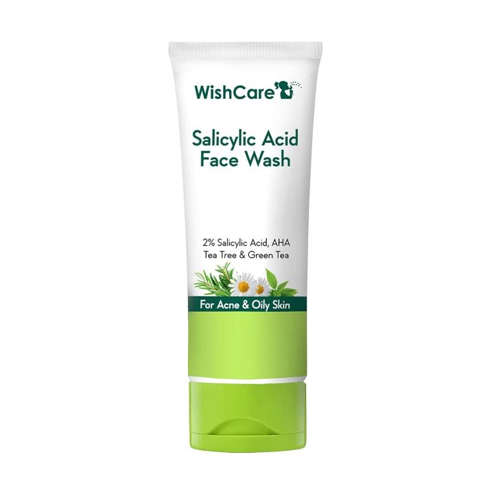 WishCare 2% Salicylic Acid Face Wash with AHA, GreenTea, Chamomile & TeaTree - For Oil & Acne Control -100 ml