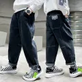 Boys Jeans Spring 2024 New Loose Pants Denim Children's Handsome Autumn Cartoon Trousers 2 3 4 5 6 7 8 9 10 11 12 13 14 Years. 