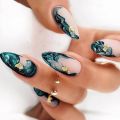 24Pcs Short Round Head False Nails Glitter Pink Almond Nails French Full Cover Press on Nails Wearable Nail Tips Manicure.