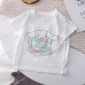 Cinnamoroll Children T-shirt Kawaii T Shirt Sanrio Anime Cartoons Children Casual Clothes Tee Shirt Kid Girl Boy Fashion Y2K Top.