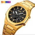 SKMEI Dual-Display Electronic Watch With Luminous Waterproof Steel Strap Fashion Business Wristwatches For Men 1816. 