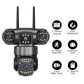 V380 Pro WiFi Outdoor IP Camera, 6MP(2MP+2MP+2MP)  Triple Lens Triple Screen Security Video Monitor, Night Vision, Waterproof CCTV Cameras. 