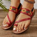 Pullover sandals women's 2024 foreign trade Europe and the United States cross-border plus size women's shoes new external wear flat embroidered sandals women. 