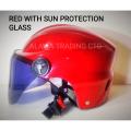 Open Face Bike Helmet for Men and Women with Sun Protection Glass-Black/Red/Blue/Pink/Green/Grey.