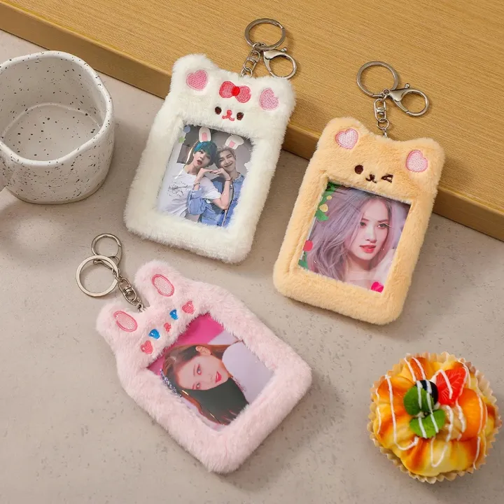 Kawaii%20Plush%20Photocard%20Holder%20Rabbit%20Bear%20Cat%20Kpop%20Idol%20Photo%20Card%20Holder%20Girl%20Cute%20Keychain%20ID%20Credit%20Bank%20Protector%20Stationery%20-%20Image%202