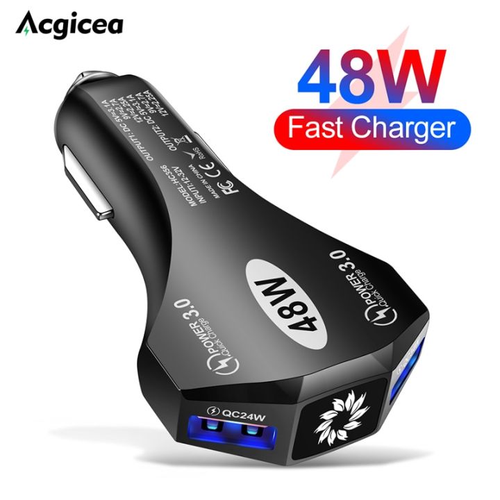 48W Car Charger Fast Charging For iPhone 13 Pro 12 Max Xiaomi mi Huawei Quick Charge 3.0 4.0 Mobile Phone Charger Adapter in Car