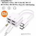 Xiaomi Mi Pad 5 11T Pro 10T 9 Poco F3 K30 Audio Gaming Adapter Earphone USB Type C 2 in 1 Converter Music Fast Charging.