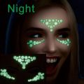 Luminous Crystal Face Stickers Rhinestone Temporary Tattoo Glow In The Dark Face Jewelry Stickers Eye Stickers Party Makeup.