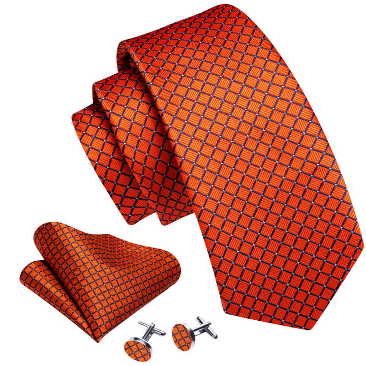 Fashion%20Orange%20Yellow%20Men%20Tie%20Luxury%20Silk%20Plaid%20High%20Quality%20Pocket%20Square%20Cufflinks%20Sets%20Groom%20Wedding%20Gifts%20Barry.Wang%206484%20-%20Image%202