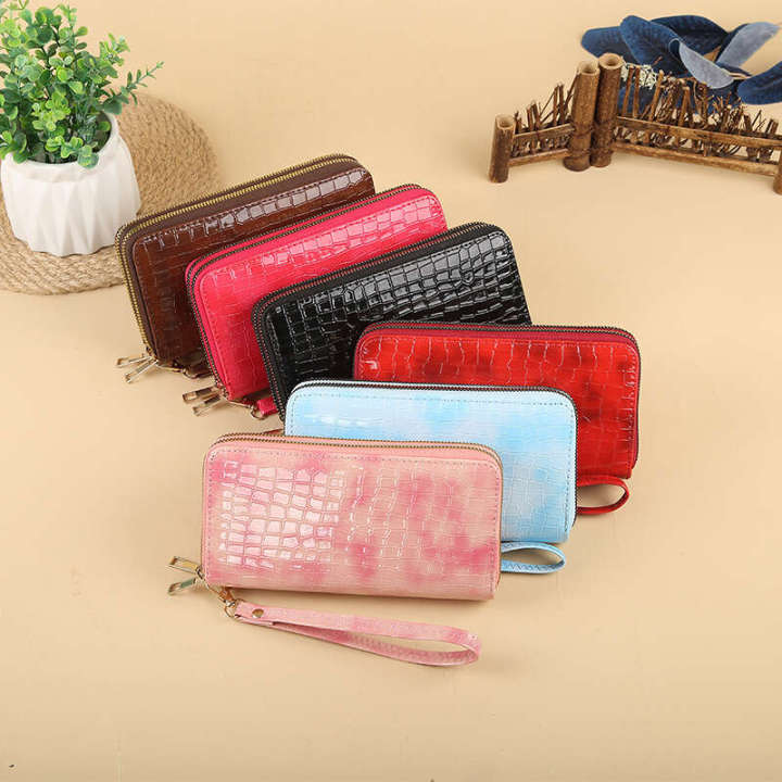 Double pull Korean version small Japanese PU long zero cute ins student printed two fold wallet