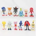12pcs Set Mini Cute Sonic PVC Character Toy Hedgehog Shadow Tail Figure Model Dolls Children Animal Toy Birthday Gift 5-6cm. 
