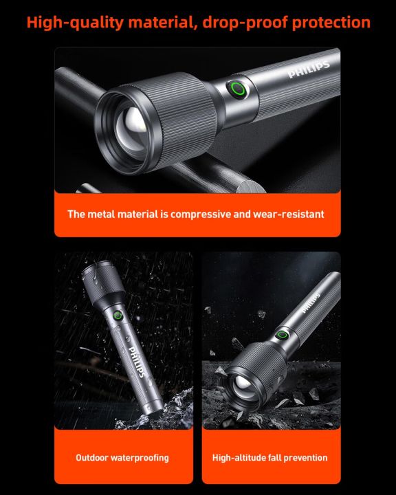 PHILIPS%2024W%20Zoomable%20LED%20Flashlight%20Torch%201100LM,%203000mAh%20Rechargeable%20Torch%20Light,%20Aluminum%20Alloy%20Handheld%20Flash%20Light%20for%20Home,%20Camping,%20Hiking,%20Emergency%20-%20Image%207