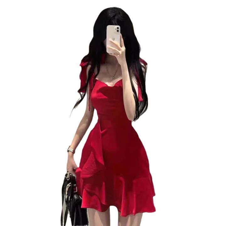 Pure%20desire%20style%20spicy%20girl%20red%20camisole%20dress%20for%20women's%20summer%20new%20design,%20with%20sense%20of%20niche%20temperament%20and%20a%20slimming%20waist.%20Short%20skirt%20-%20Image%205