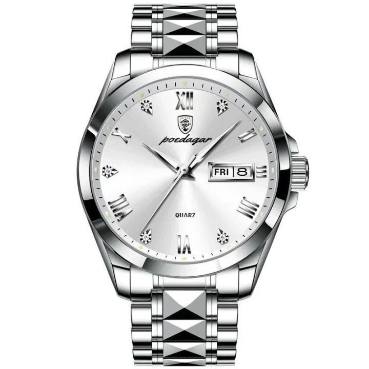 Poedgar Men's Luxury Business Quartz Watch with Calendar, Luminous Hands and 30M Waterproof - Perfect Gift for Boys