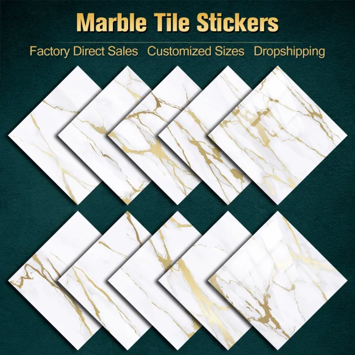 10pcs%20Gold%20amp;White%20Marble%20Tile%20Sticker%20Kitchen%20Backsplash%20Oil%20proof%20Bathroom%20Waterproof%20Wall%20Decals%20Peel%20amp;%20Stick%20Art%20Wallpaper%20-%20Image%204