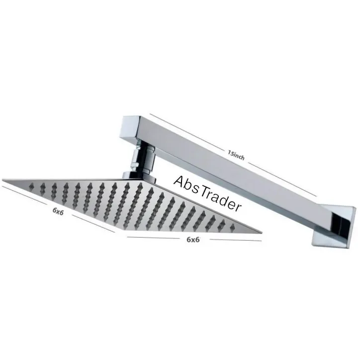 6x6%20inch%20Square%20Rain%20Shower%20Head%20With%2015%20inches%20Long%20Solid%20SS%20Square%20Pipe%20-%20Complete%20Shower%20Set%20%20/%20Bathroom%20shower%20Set%20-%20Image%202
