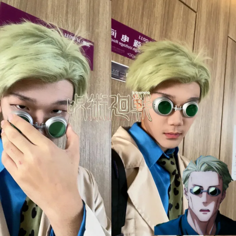 Jujutsu Kaisen Nanami Kento peluca gafas de Cosplay Anime ojo cristal Halloween carnaval disfraz Jujutsu Kaisen Nanami Kento peluca gafas de Cosplay Anime ojo cristal Halloween carnaval disfraz