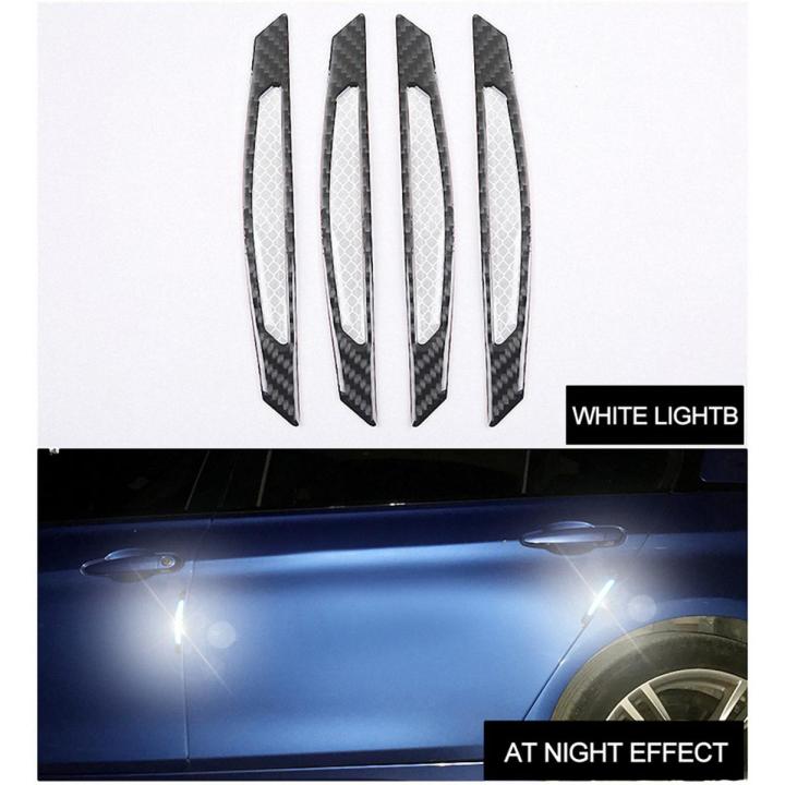 4 Pcs / 1 Set Super Red Reflective Stickers Fiber Strips Car Side Door ...