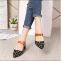 Women's shoes new fashion Gladiator Buckle Strap Cover pointed plaid decorative high-heeled shoes soft soles comfortable covered head non-slip sandals.