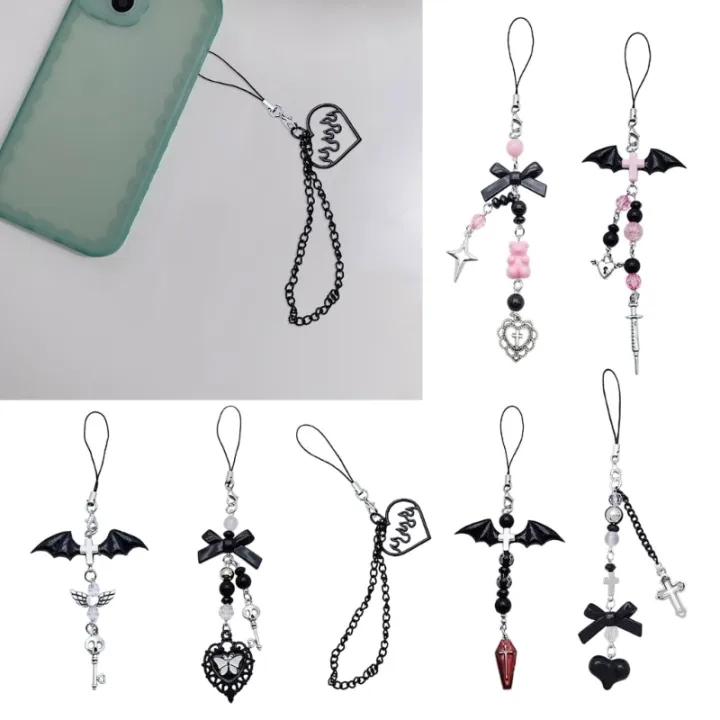 Goth%20Y2K%20Phone%20Charm%20Pendant%20Kawaii-Key%20Chain%20For%20Bag%20Cute%20Accessory%20Women%20Guitar%20Strap%20Lanyard%20Beaded%20Keychain%20Pendant%20-%20Image%202