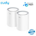 Cudy M1800 (2-pack) AX1800 Wi-Fi 6 Whole Home Mesh WiFi System - 1201Mbps on 5GHz and 574Mbps on 2.4GHz - MU-MIMO, Beamforming, WPA3 - Whole Home Coverage - White. 