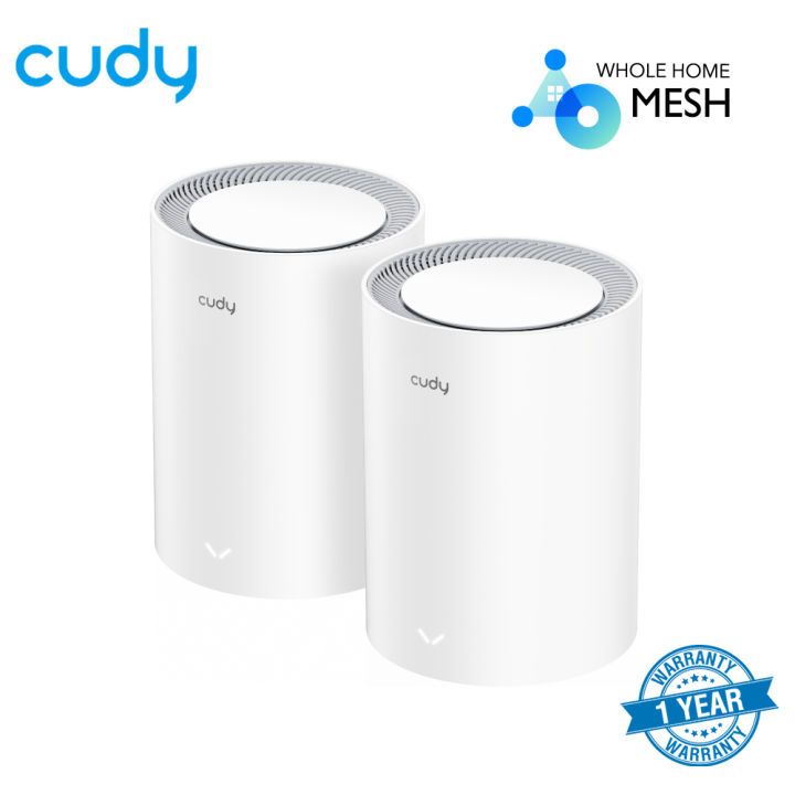 Cudy M1800 (2-pack) AX1800 Wi-Fi 6 Whole Home Mesh WiFi System - 1201Mbps on 5GHz and 574Mbps on 2.4GHz - MU-MIMO, Beamforming, WPA3 - Whole Home Coverage - White
