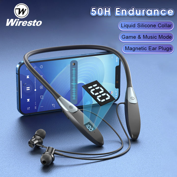 New Wireto TW Earphone Half In-Ear Headphone Bluetooth 5.3 Earphone Neck Hanging Earbud LED Diplay Earbud Waterproof port Earphone HIFI tereo Headet Magnetic Earbud