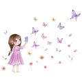 Cute Cartoon Butterfly Girl Wall Sticker Baby Room Kid Bedroom Kindergarten Background Wall Decor Stickers Birthday Party Photo.