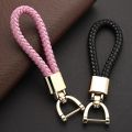 Hand Woven Leather KeyChain Detachable Metal 360 Degree Rotating Horseshoe Buckle Braided Moto Car Key Chain For Men Gift K394.